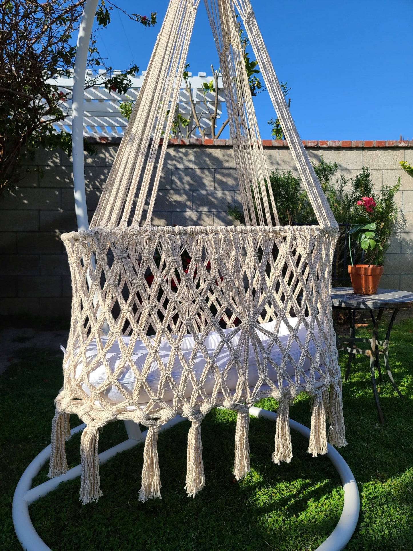 Oval Macrame Hanging Bassinet