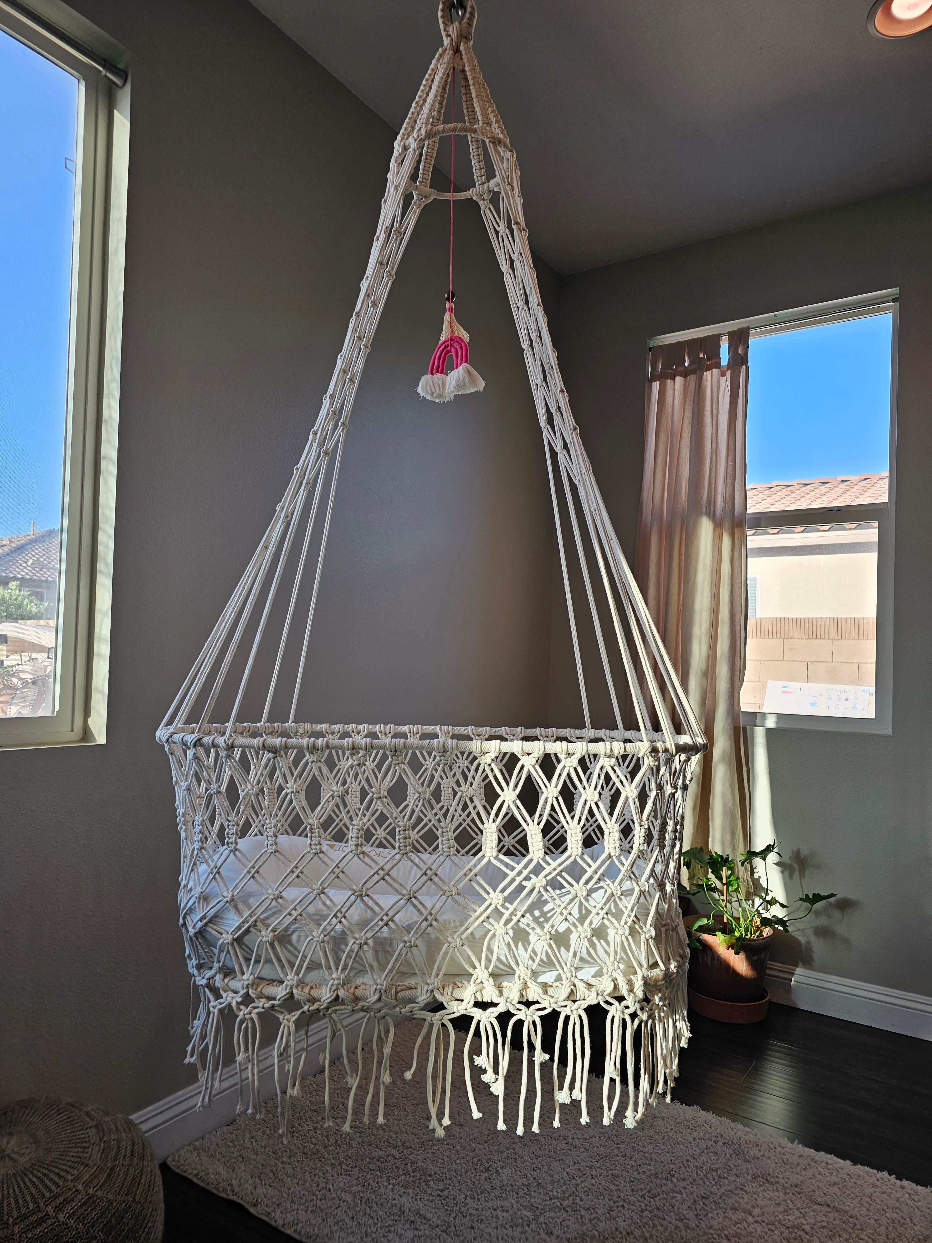 Hanging shop macrame crib