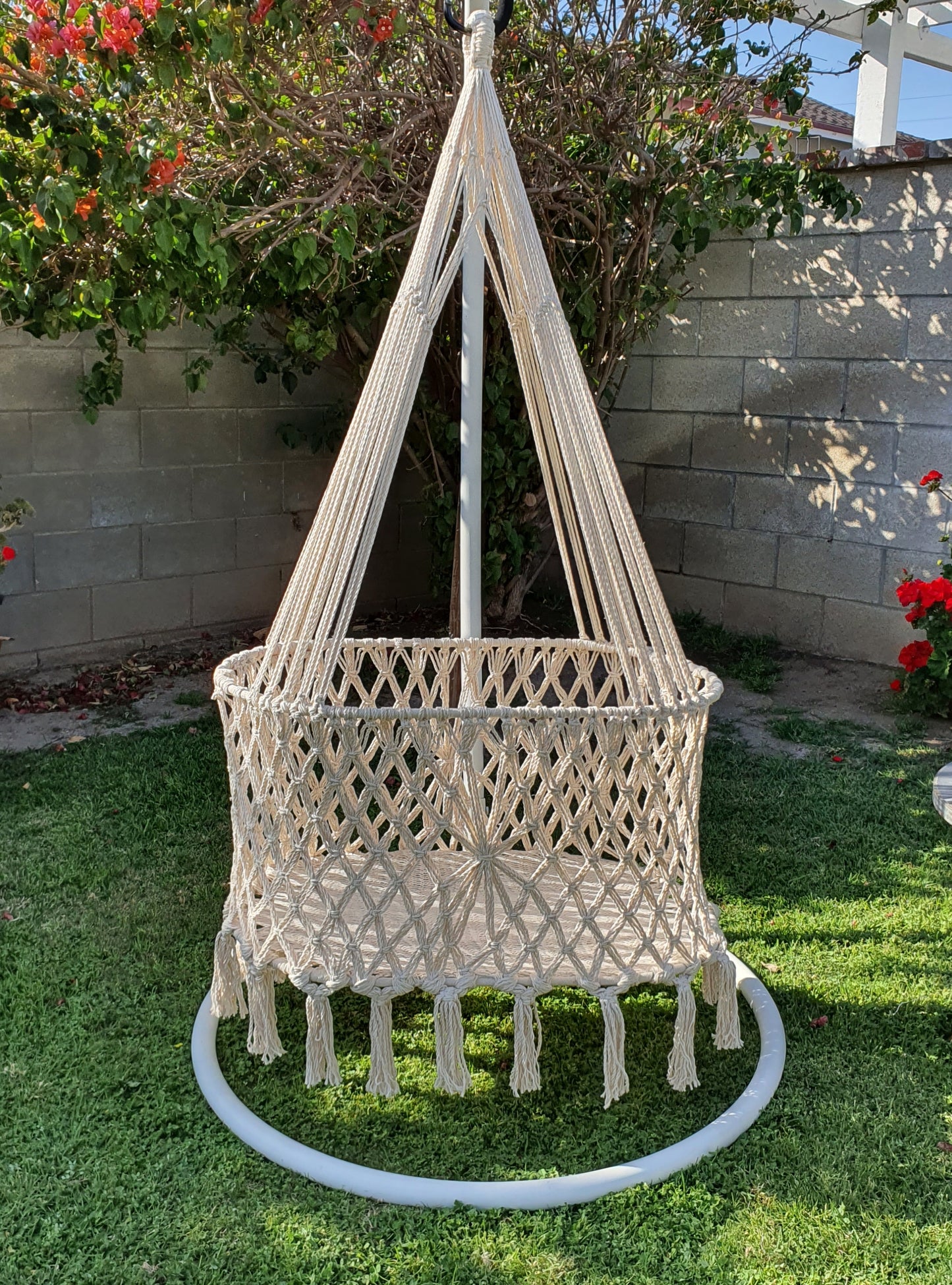 Oval Macrame Hanging Bassinet